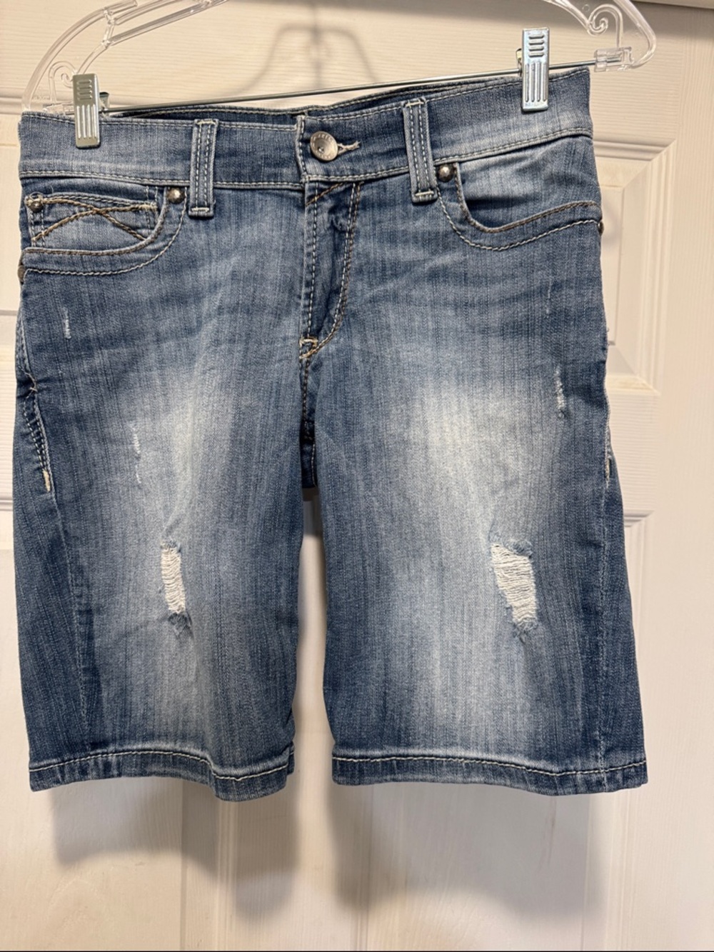 Airat Bermuda Distressed Denim Shorts - Blue
